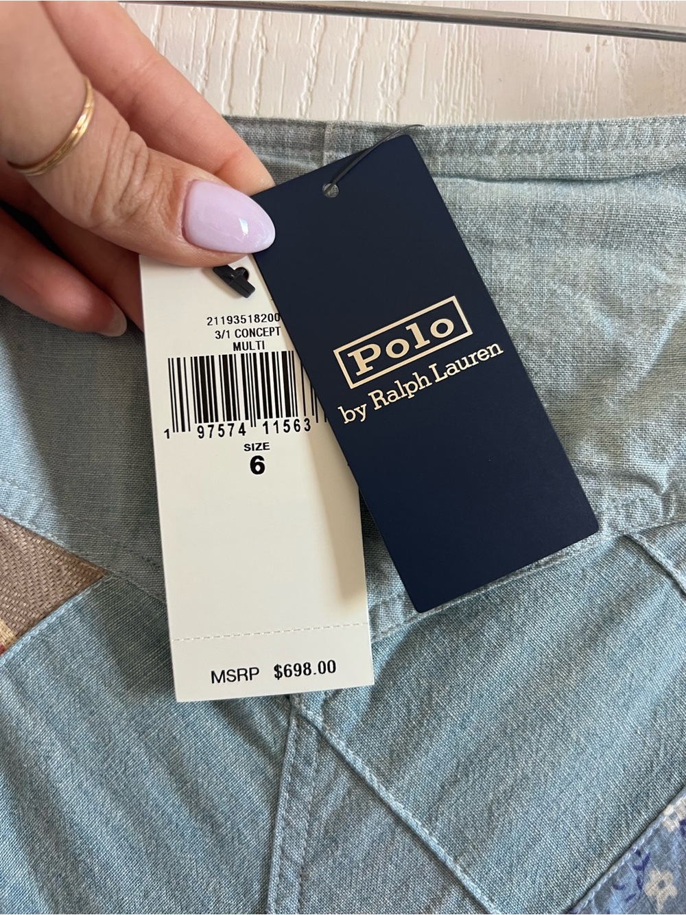 NWT Polo RALPH LAUREN Patchwork Chambray Maxi Skirt - Picture 10 of 10